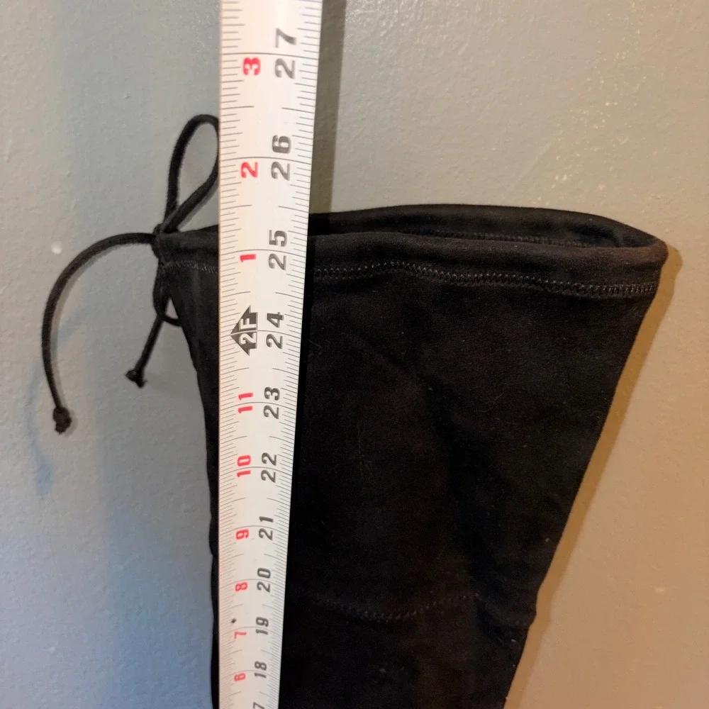 Unisa Size 10 Women Over The Knee Boots Black Suede Block Heels Zipper